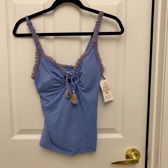 Becca Mardi Gras Mist Scallop Trim Tankini Top NWT - Picture 3 of 3
